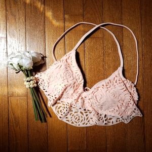 BOGO 🌟 Pink Rose Laser Cut Out Bikini Top